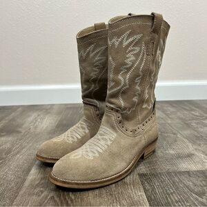 Bronx Cream Leather Western Boots